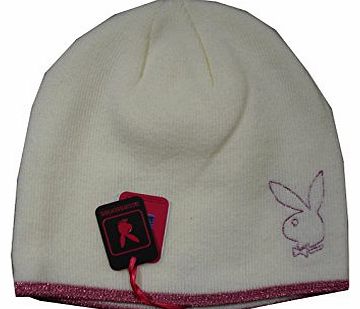 Playboy LADIES PLAYBOY FASHION PULL ON BEANIE HAT - CREAM