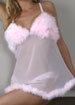 Lola pink marabou and chiffon baby doll and g-string set