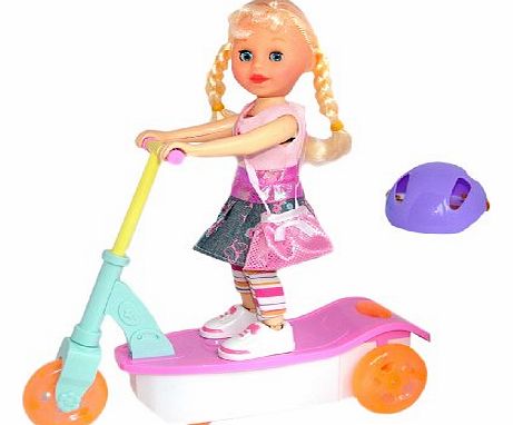 Playtech Logic BUMP N GO Dancing Doll amp; Scooter Pink Girls Toys, Helmet LED Lights Music Sound