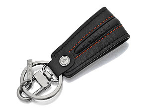 Police Matrix Gun Metal and Leather Key Ring 015010