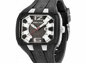 Police Mens Detonator Silver and Black Rubber