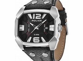 Police SmasherMens Black Leather Strap Watch