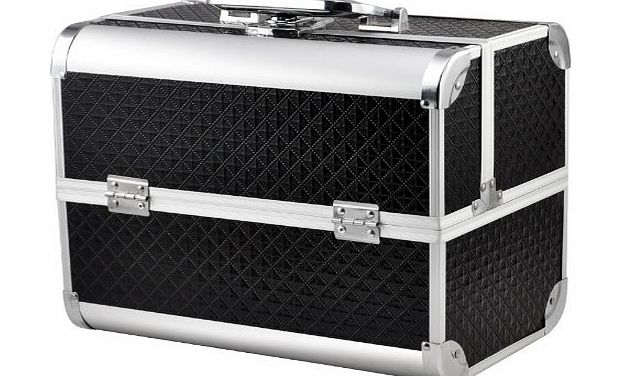 Popamazing  Aluminium Beauty Cosmetic Vanity Case Box for Pro Make Up/Nail Art/Travel/Storage (Black) (31.5 x 21.5 x 27cm, Black)