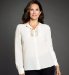 Pure Silk Cut-Out Pintuck Bib Blouse