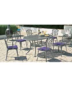 6 Seater Cast Aluminium Patio Set Dressed