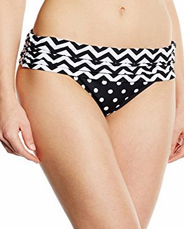 Pour Moi? Womens 7213 Key West Bandeau Bikini Bottoms, Black (Black/White), Size 12