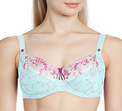 Pour Moi? Womens Imogen Rose Full Cup Floral Everyday Bra, Green (Aqua/Fuchsia), 40GG