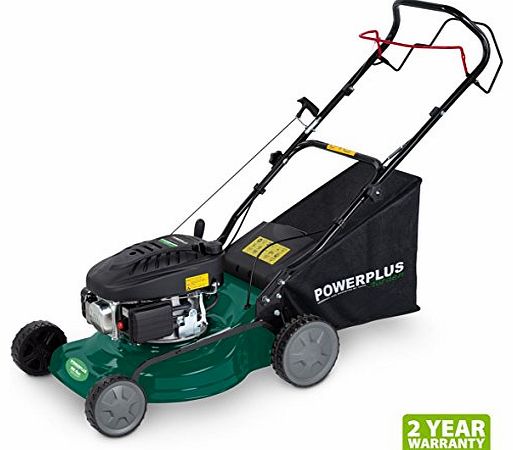 PowerPlus  410mm (16``), 3 in 1 Self Propelled Easy Start 4 Stroke 98cc Petrol Driven Garden Lawn Mower with All Steel Deck POW63771 - 2 Year Home User Warranty