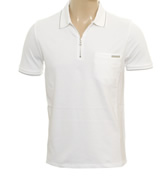 White Zip Fastening Pique Polo Shirt