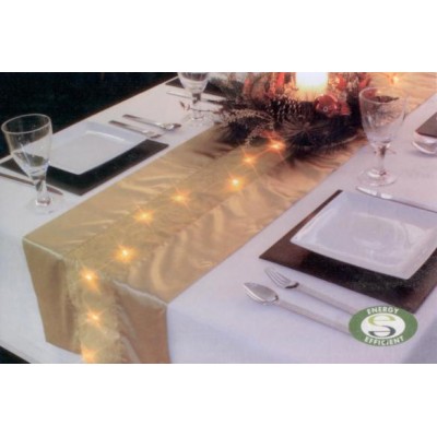 LED Lit Gold Table Runner