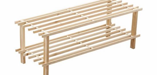 2-Tier Slatted Shoe Rack - 30 x 74 x 26 cm - Natural Cedar Wood