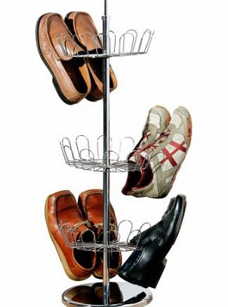 Premier Housewares 3 Tier Revolving Shoe Rack - Chrome - 98 x 29 cm