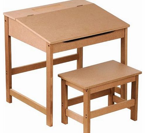 Premier Housewares Childrens Desk and Stool Set - Natural