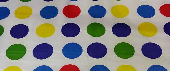 Prestige Fashion UK Ltd LARGE Multi Colour SPOTS Print Satin dress bridal wear fashion evening dress Fabric PER METRE (White)