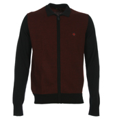 Black and Burgundy Full Zip Cardigan