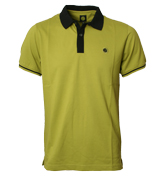 Green Pique Polo Shirt with Black