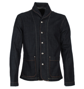 Indigo Rinse Shawl Collar Jacket