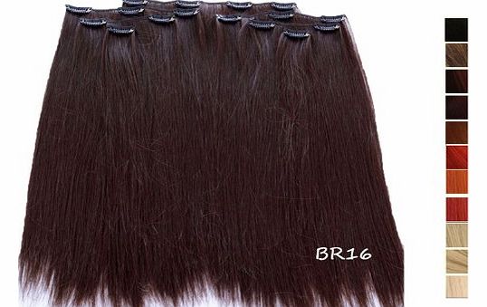 Cosplayland R16 -7 piece Clip-In Straight Extensions Set 50cm 20 inch - dark braun