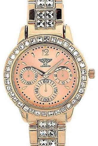 Prince London Prince NY London Rose Gold Crystal Set Bezel 