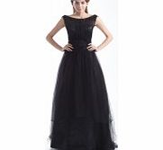 PRINCESS Pleated Bateau Backless Sweep Train