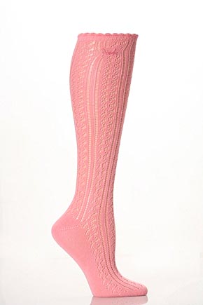 Ladies 2 Pair Pringle Debbie Lacy Knee High In 4 Colours Black