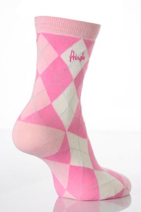 Pringle Ladies 2 Pair Pringle Rachael New Argyle Pattern Socks In 3 Colours Snow