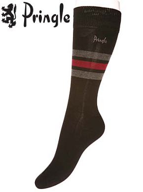 Mens 2 Pair Pringle Glasgow Striped Suit Sock Black