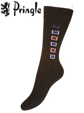 Mens 2 Pair Pringle Prestwick Patterned Suit Sock Black