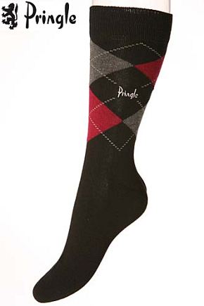 Mens 2 Pair Pringle Waverley Argyle Suit Sock Black