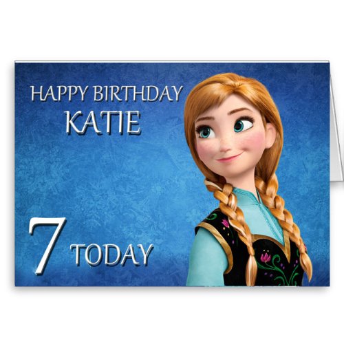 personalised disney frozen anna birthday card