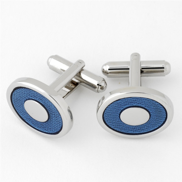 Blue Sherston Oval Cufflinks