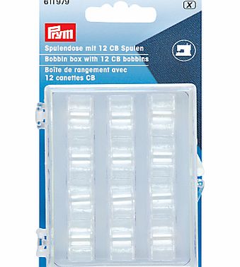 Prym CB Bobbins and Storage Box, Pack of 12