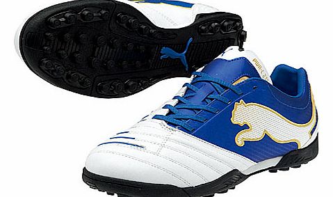 Puma Football Boots Puma PowerCat 3.12 TF Football Trainers White/Blue/Gold