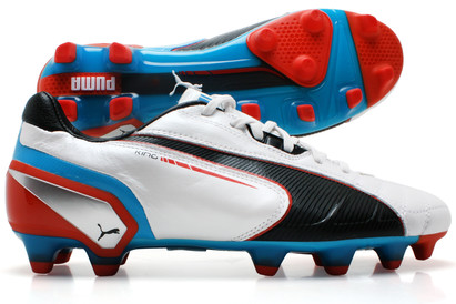 Puma King FG Football Boots White/Ocean Blue/Orange