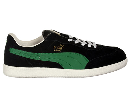 Puma Liga Black/Green Suede Trainers