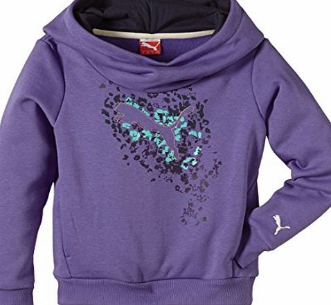 Puma  TD Girls Hooded Fleece Jumper Purple Blue Iris Size:9 years