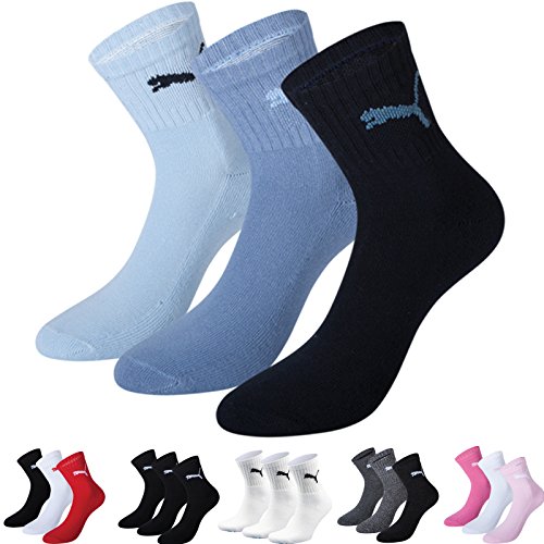 Sports Socks - Unisex Short Crew 3P Pack Adult - Three Pair Packs Of Plain/Mix UK Sizes 2.5 up to 14 (Blue/Navy Mix, UK SIZE 2.5-5)