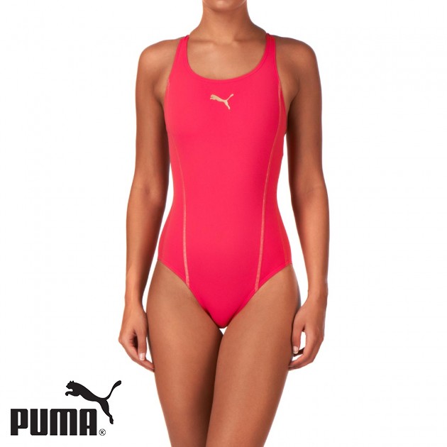 Womens Puma Hydrocat Basic Swimsuit - Raspberry