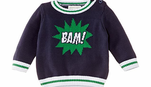 Pumpkin Patch Baby Boys Bam! Jaquard Jumper, Captain Blue, 6-12 Months