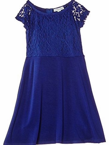 Pumpkin Patch Girls Lace Bodice Ponti Short Sleeve Dress, Crown Blue, 6 Years