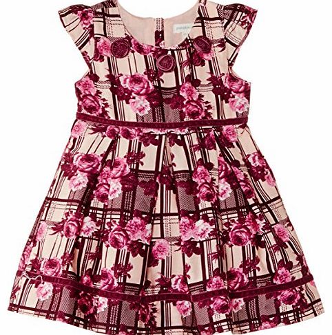 Pumpkin Patch Girls Rose Print Short Sleeve Dress, Red (Claret), 5 Years