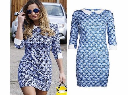 Pure Fashion New Womens Ladies Celebrity White Collar Cuff Baroque Filigree Shift Tunic Dress