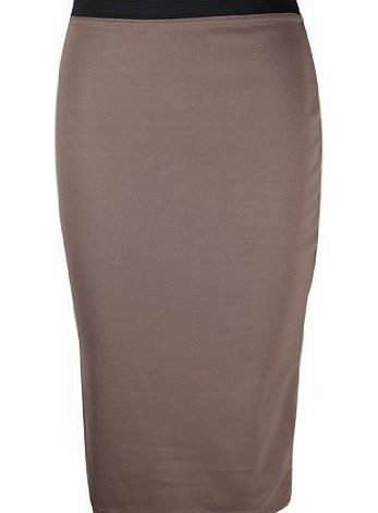 Purple Hanger New Womens Plain Tube Straight Ladies Long Pencil Wiggle Bodycon Office Work Fitted Fixed Belt Midi Skirt Dress Mocha Size 8-10