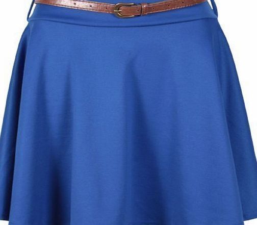 Purple Hanger Womens Plain Waist Detachable Belted Ladies Stretch Flippy Skater Flared Jersey Short Mini Skirt Plus Size Navy Blue Size 20 (XXL)