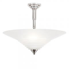 Quality Lighting Clarice Semi Flush Chrome and Glass Ceiling Light