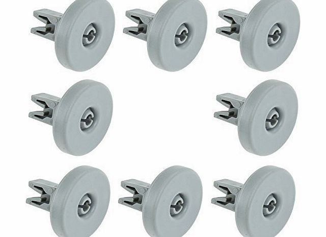 Qualtex 8 Grey Lower Basket Wheels Compatible with AEG Electrolux Zanussi Tricity Dishwashers