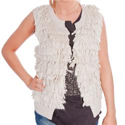 Womens Ragged Wool Gilet - Platinum