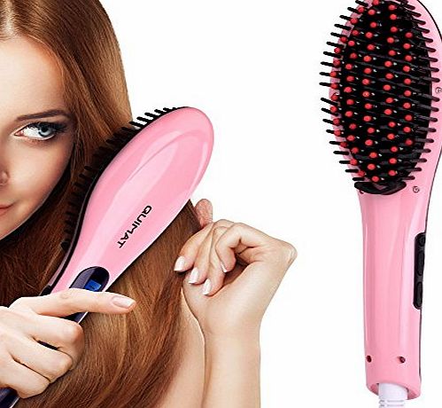 Quimat Hair Straightener Straightening Brush Digital Anion Hair Care Anti Scald Anti Static Hair Straightening Irons Electric Heating Ceramic LED Display Detangling Comb Instant Magic Silky Straight H