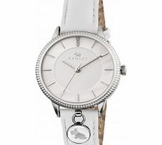 Radley Ladies White Leather Strap Dog Charm Watch