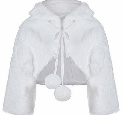 RageIT Girls Faux Fur Jacket 3/4 Sleeve ``208`` in White 7-8 Years